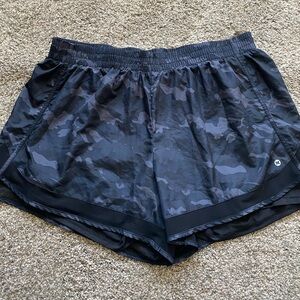 RBX 2X Women’s Black Camo Running Shorts with underlining